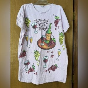 Night Shirt Sleep Wine Grapes Full Bodied Sweet Nutty Pink Purple OSFM